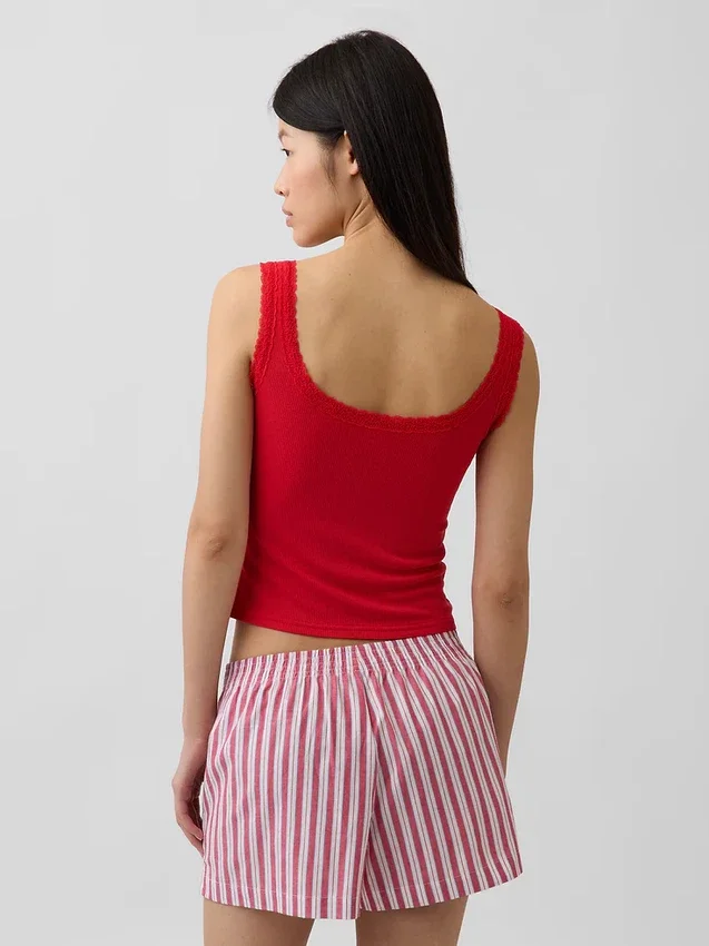 Mini-ribkant Henley-pyjama-tanktop