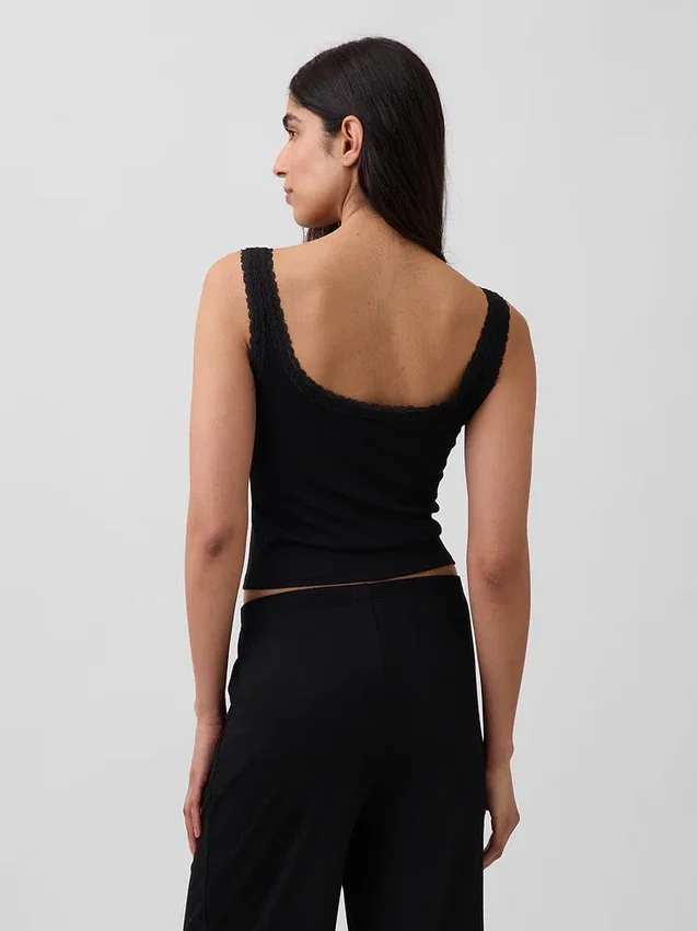 Mini-ribkant Henley-pyjama-tanktop