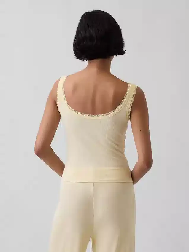 Mini-ribkant Henley-pyjama-tanktop