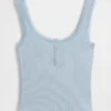 Mini-ribkant Henley-pyjama-tanktop