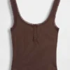Mini-ribkant Henley-pyjama-tanktop