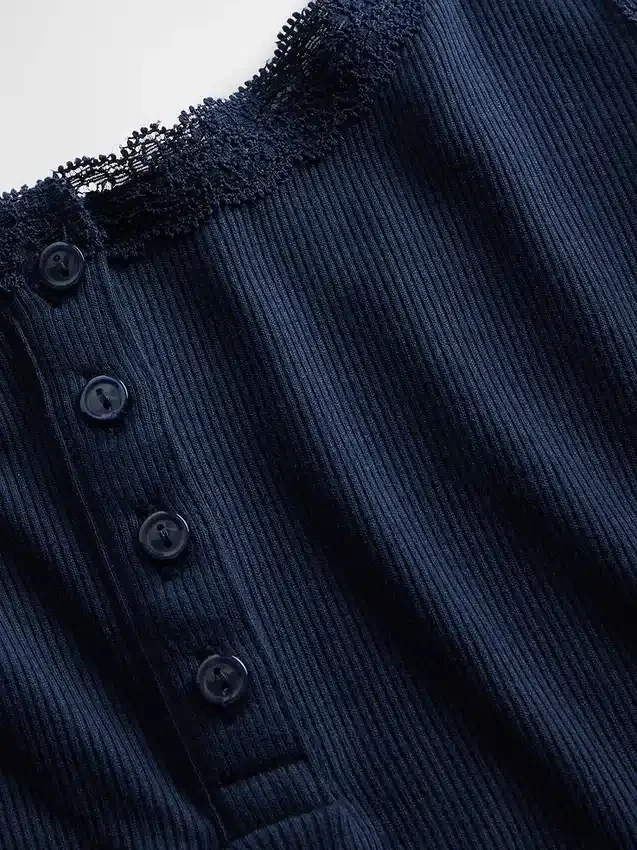 Mini-ribkant Henley-pyjama-tanktop
