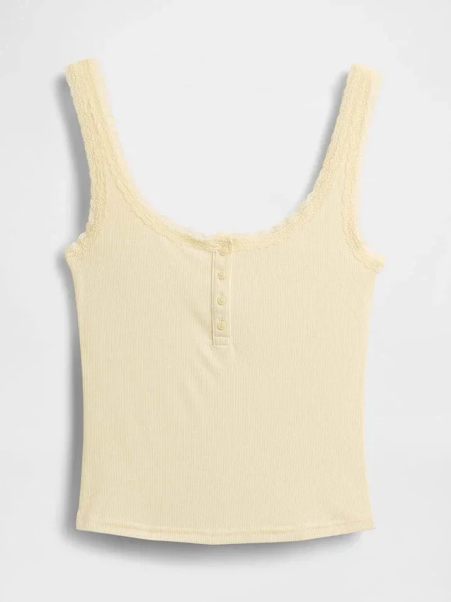 Mini-ribkant Henley-pyjama-tanktop