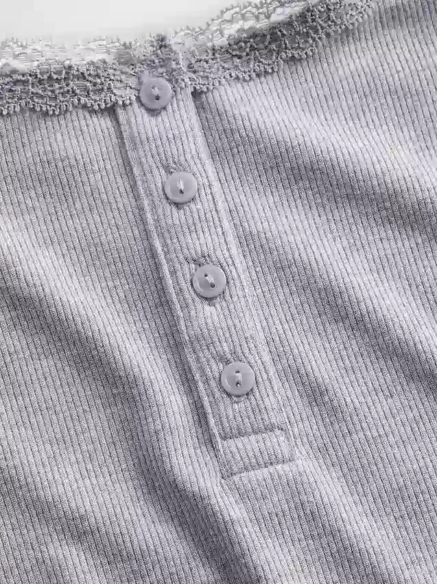 Mini-ribkant Henley-pyjama-tanktop