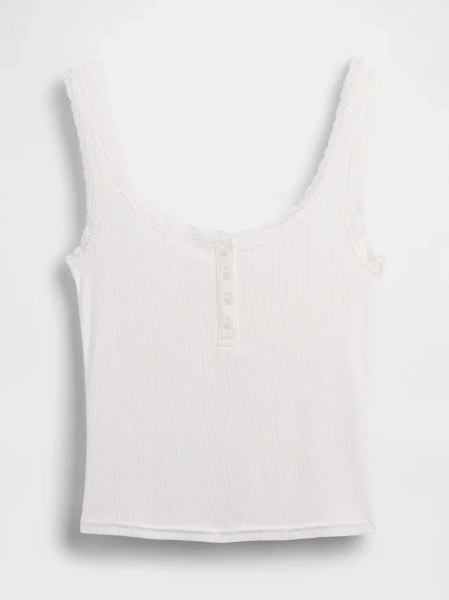 Mini-ribkant Henley-pyjama-tanktop