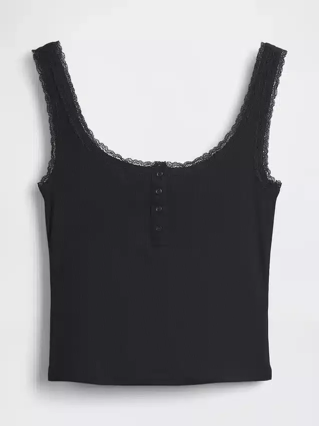 Mini-ribkant Henley-pyjama-tanktop
