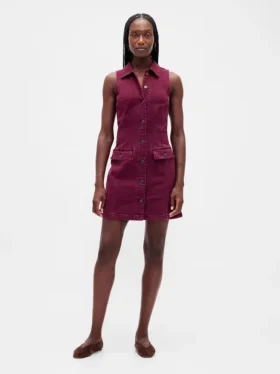 Mini-shiftjurk van denim met kraag