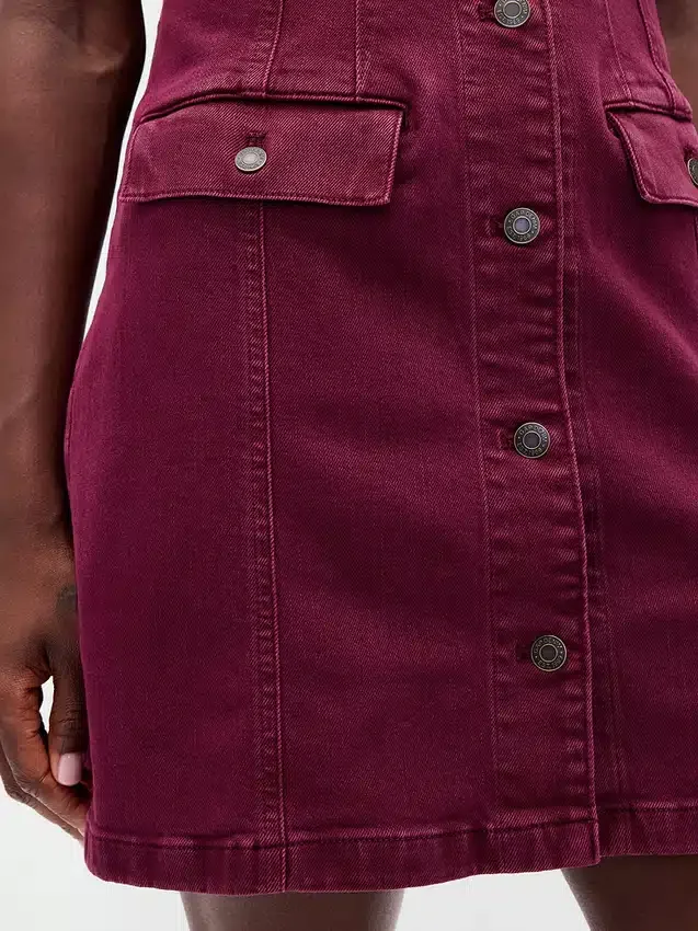 Mini-shiftjurk van denim met kraag