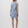 Mini-shiftjurk van geruite denim