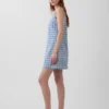 Mini-shiftjurk van geruite denim