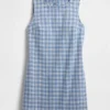 Mini-shiftjurk van geruite denim