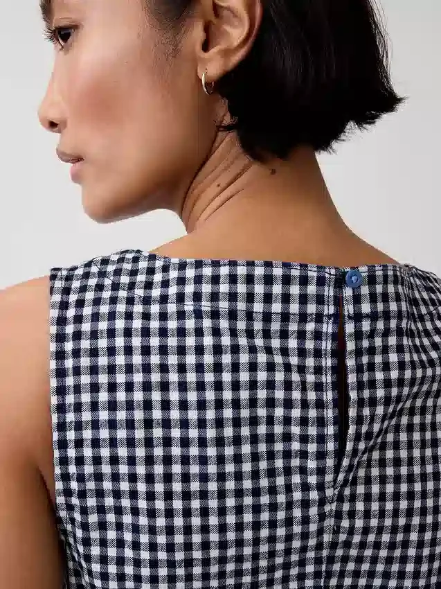 Mini-shiftjurk van gingham-denim