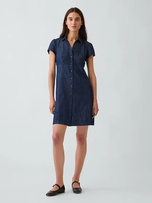 Mini-shirtjurk met empire-taille