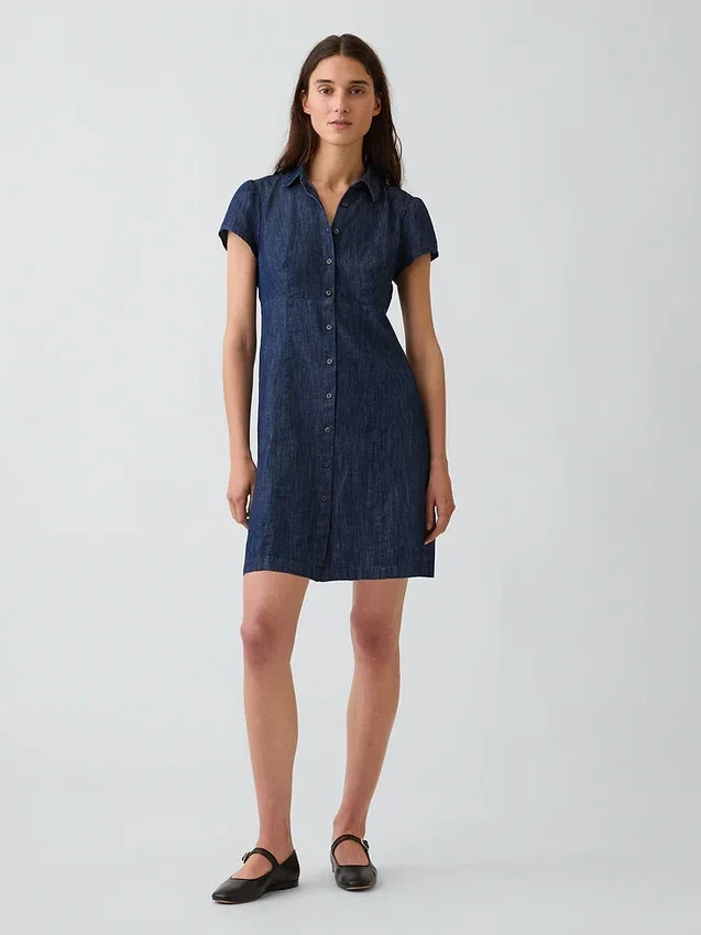 Mini-shirtjurk met empire-taille