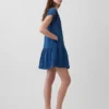 Mini-shirtjurk van katoenen gaasdenim met lage taille