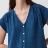 Mini-shirtjurk van katoenen gaasdenim met lage taille