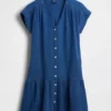 Mini-shirtjurk van katoenen gaasdenim met lage taille