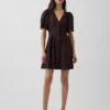 Mini-shirtjurk van linnenmix met getailleerde taille