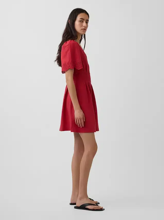 Mini-shirtjurk van linnenmix met getailleerde taille