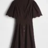 Mini-shirtjurk van linnenmix met getailleerde taille