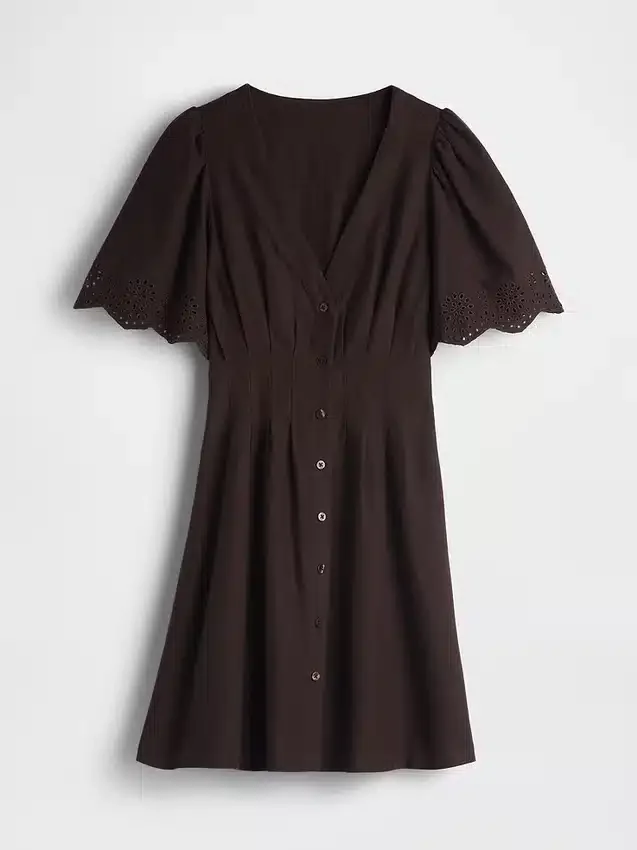Mini-shirtjurk van linnenmix met getailleerde taille