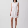 Mini-shirtjurk van linnenmix met verlaagde taille