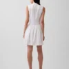 Mini-shirtjurk van linnenmix met verlaagde taille