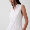 Mini-shirtjurk van linnenmix met verlaagde taille