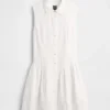 Mini-shirtjurk van linnenmix met verlaagde taille