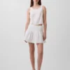 Mini-skort van katoenen gaas met gesmokte taille