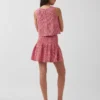 Mini-skort van katoenen gaas met gesmokte taille