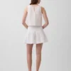 Mini-skort van katoenen gaas met gesmokte taille