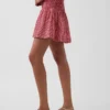 Mini-skort van katoenen gaas met gesmokte taille