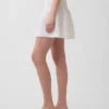 Mini-skort van katoenen gaas met gesmokte taille