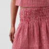 Mini-skort van katoenen gaas met gesmokte taille