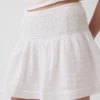 Mini-skort van katoenen gaas met gesmokte taille