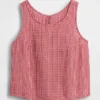 Mini-skort van katoenen gaas met gesmokte taille