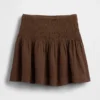 Mini-skort van katoenen gaas met gesmokte taille