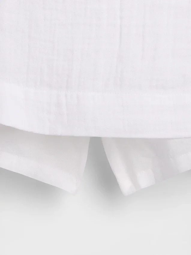 Mini-skort van katoenen gaas met gesmokte taille