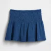 Mini-skort van katoenen gaasdenim met gesmokte taille