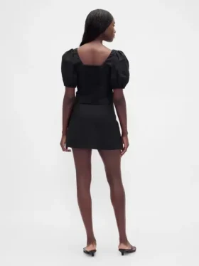 Mini-skort van linnenmix met lage taille