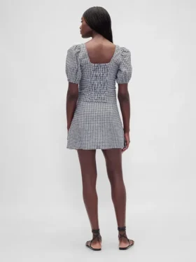Mini-skort van linnenmix met lage taille