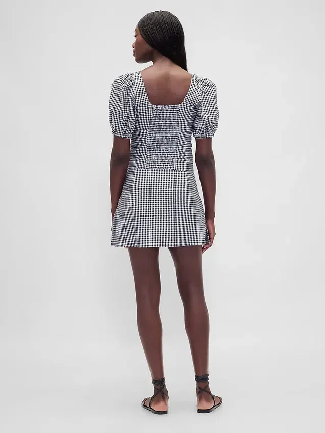 Mini-skort van linnenmix met lage taille