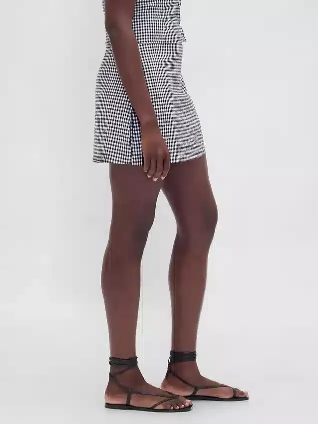 Mini-skort van linnenmix met lage taille