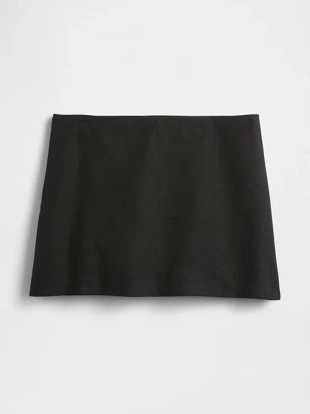 Mini-skort van linnenmix met lage taille