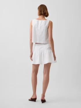 Mini-skort van popeline met verlaagde taille