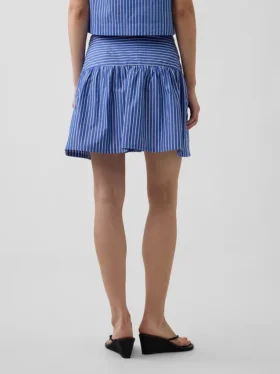 Mini-skort van popeline met verlaagde taille