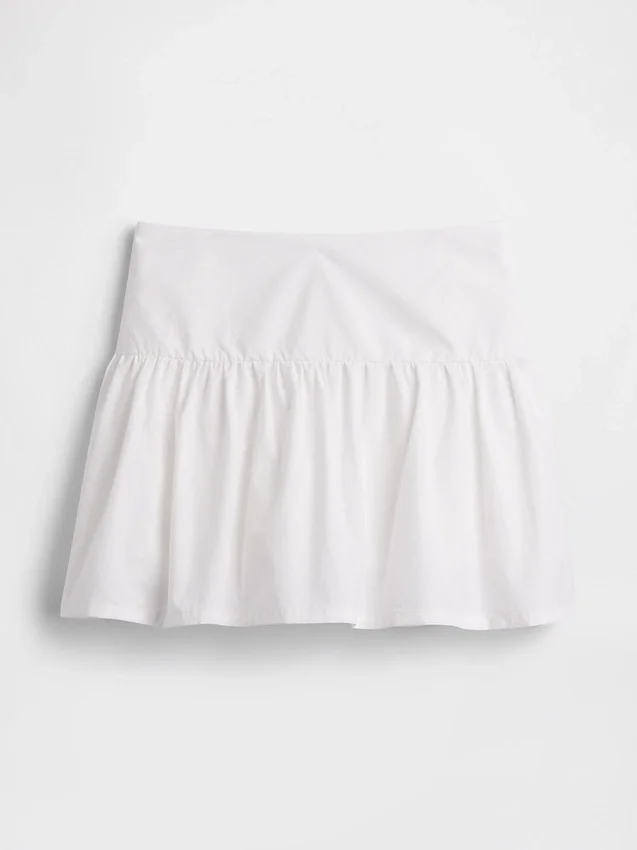 Mini-skort van popeline met verlaagde taille