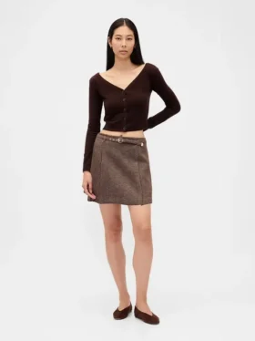 Mini-skort van wolmix met plooien