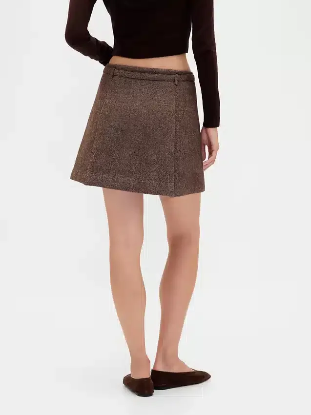 Mini-skort van wolmix met plooien